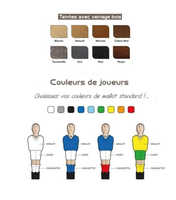 Couleurs et teintes baby-foot Petiot